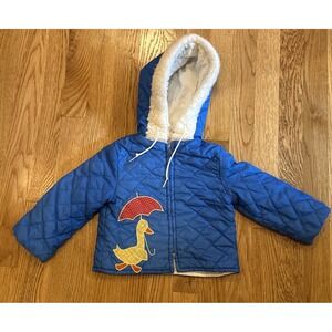 Vintage Toddler Puffer Jacket Blue Duck Size Large 90s Sears Original kids